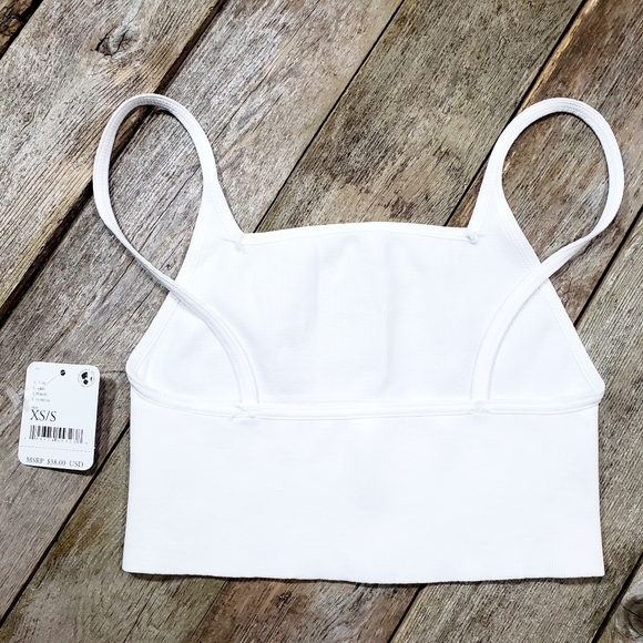 Free People Andi Square Neck Seamless Bra White MSRP $38 FP076 - Picture 8 of 13
